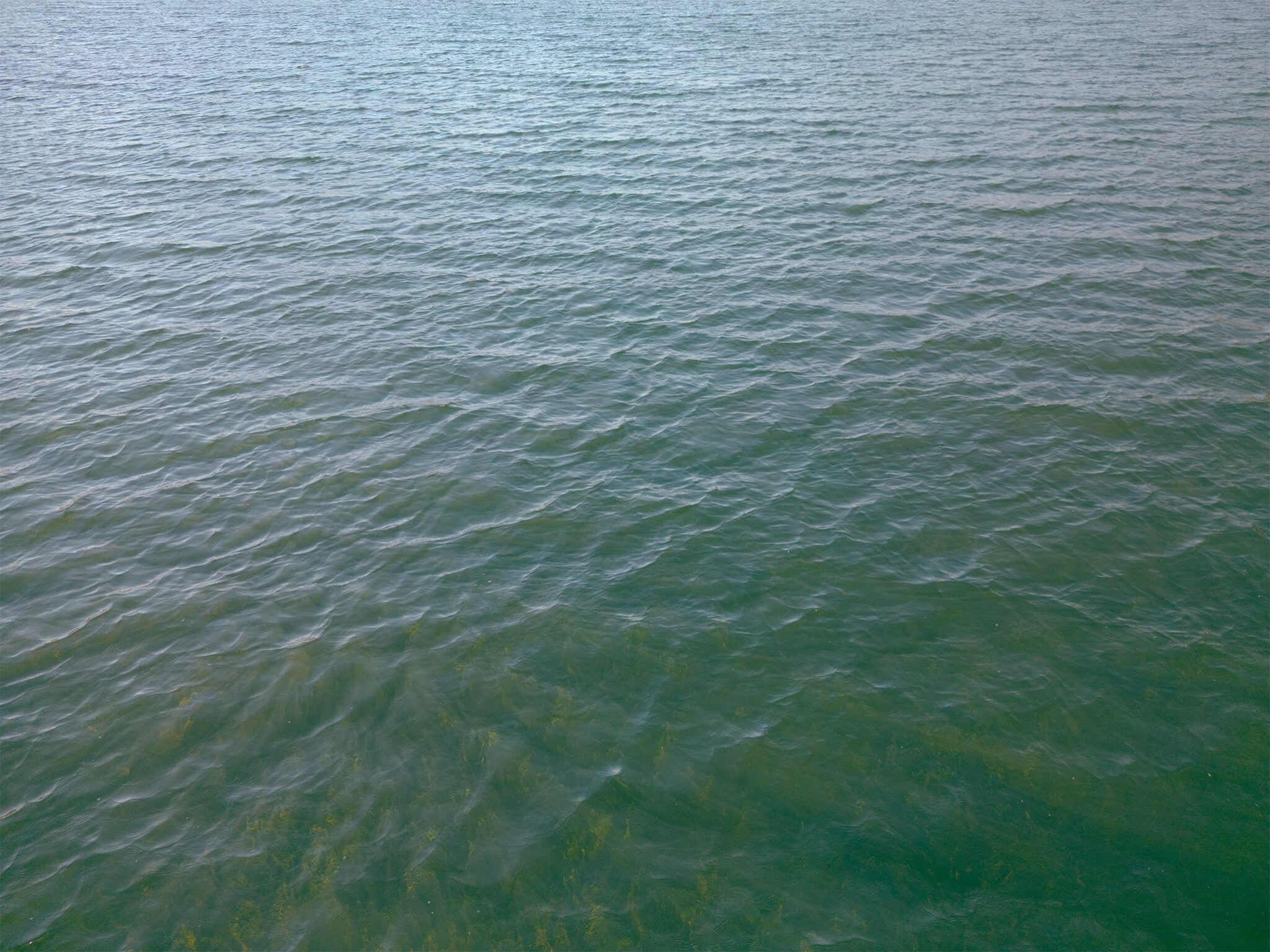 Vue drone du lac du Salagou mettant en avant les ondulations de l’eau en mouvement et les variations de lumière à la surface.